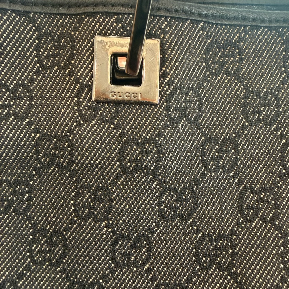 Gucci Black Monogram Shoulder Tote with Silver Hardware 81243204991 - Picture 2 of 12